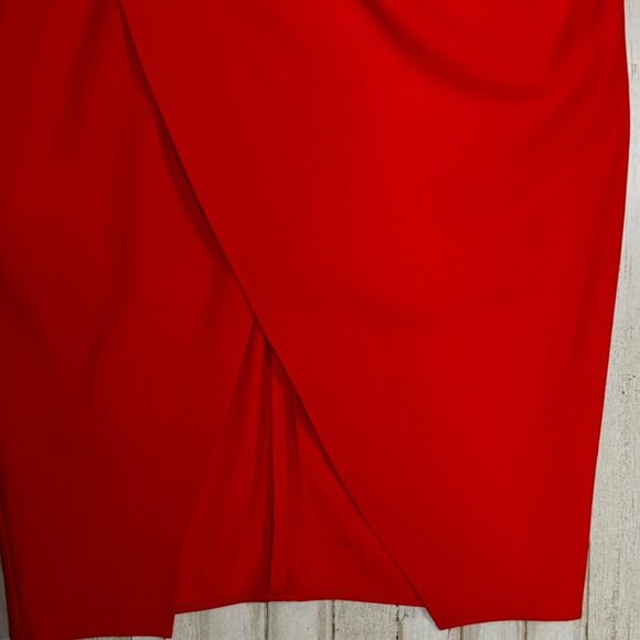 Betsey Johnson Wrap-Like Flame Red Sleeveless Midi Sheath Dress Plus Size 14 - Picture 3 of 11